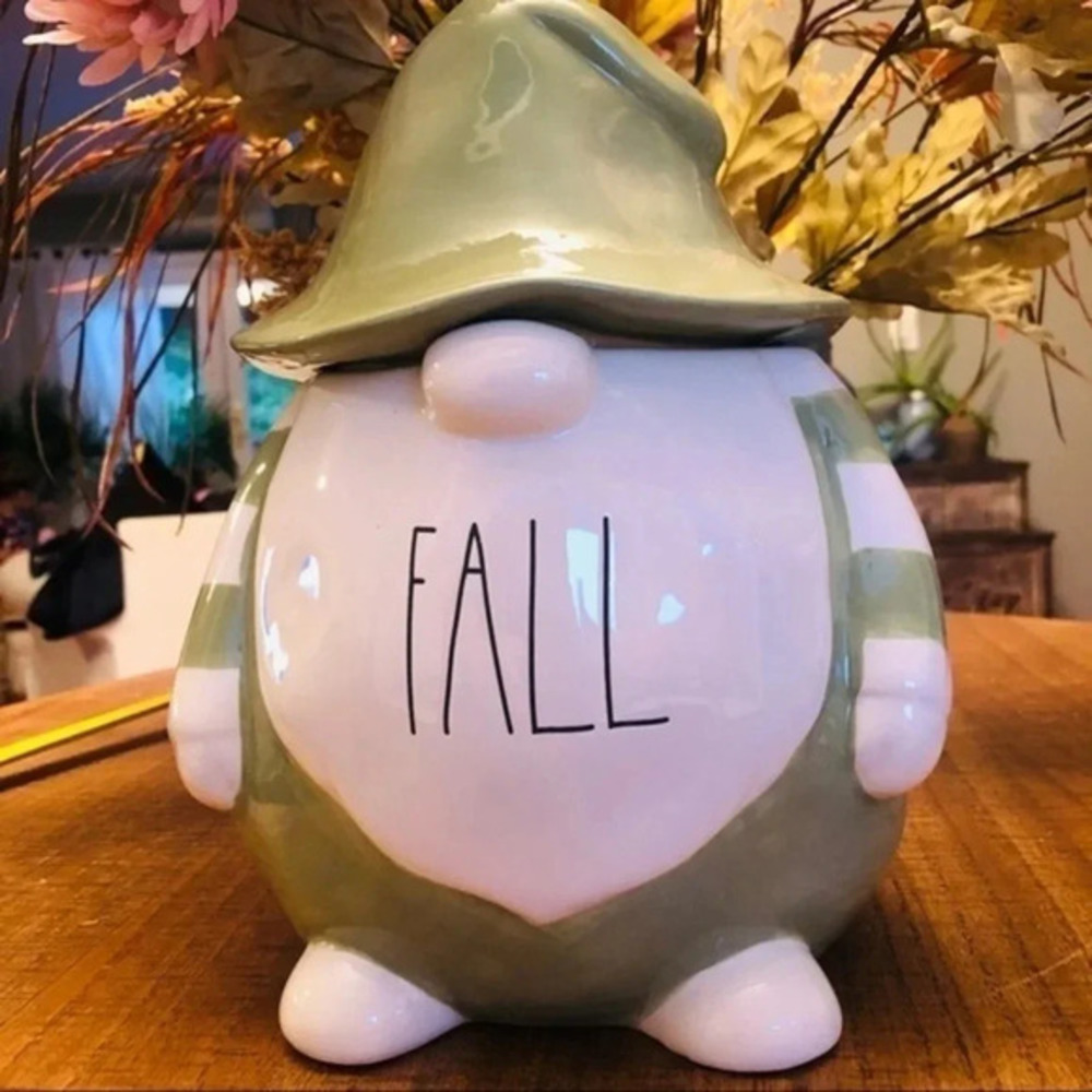 Rae Dunn FALL Gnome Cookie Jar Ceramic Farmhouse Autumn Kitchen Decor